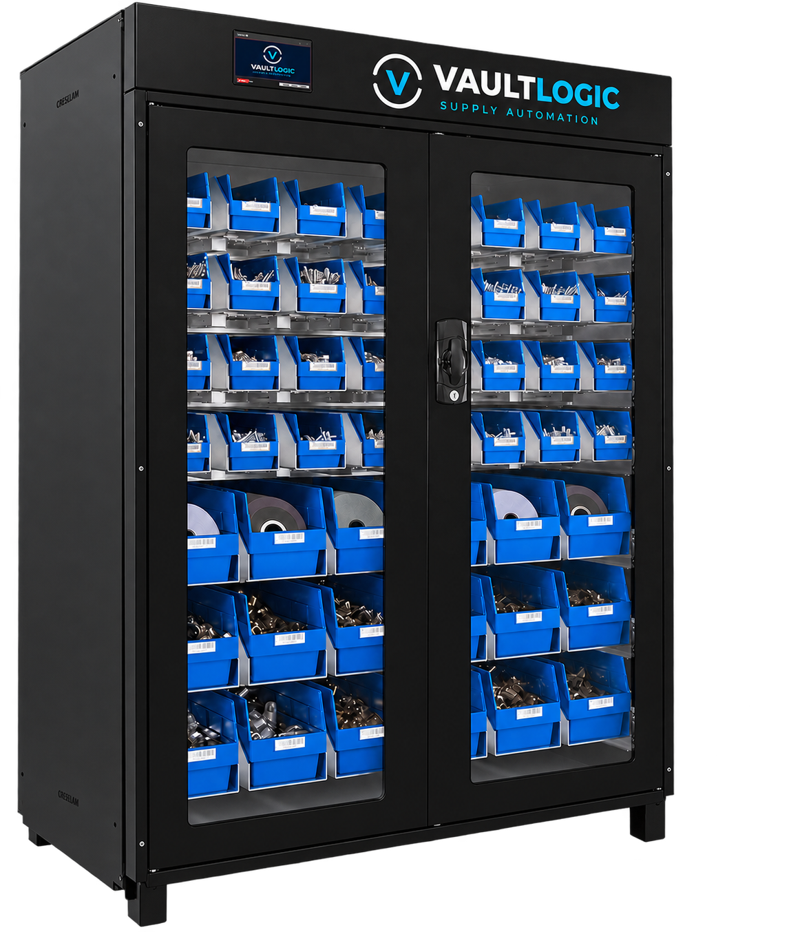 A VaultLogic cabinet stocked with tooling and consumables
